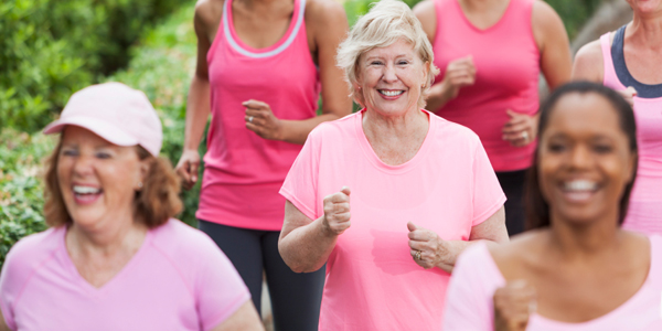 Women Running in Breast Cancer Rally